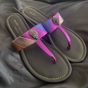 Kurt Geiger London; Multicolor Kensington T-bar Sandals; Size 7 (38 EUR)
